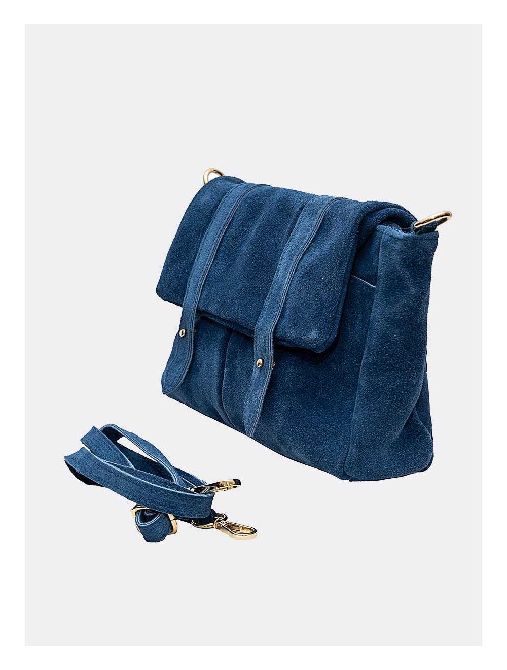 Tom&eva Sac Besace Porté Croisé En Croûte Cuir Vachette-ANGELA 4048-BLEU