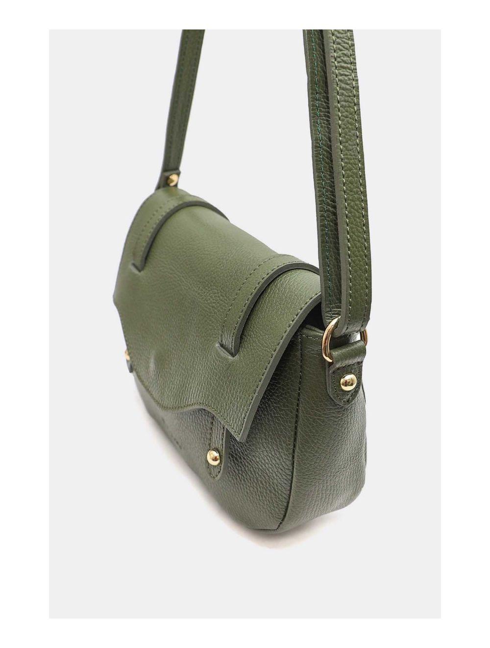 Tom&eva Sac Besace Porté Croisé En Cuir Vachette Grainé 4161 CALISTA-Kaki