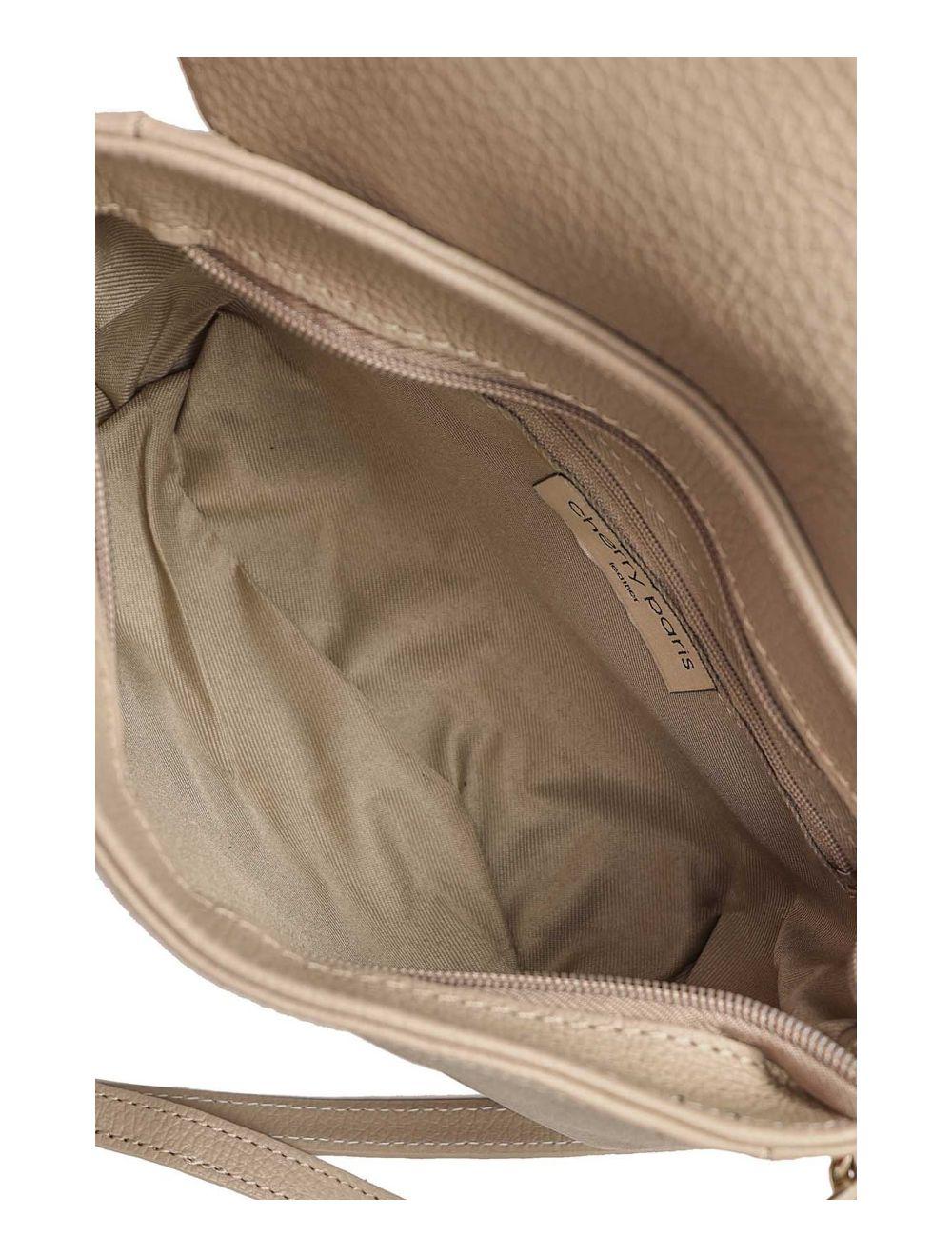 tom&eva Sac Besace Porté Croisé En Cuir Vachette Grainé 4161 CALISTA-Taupe