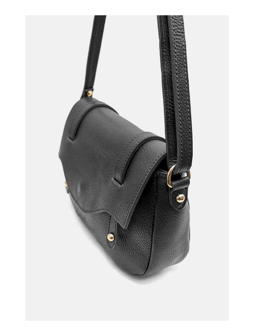 Tom&eva Sac Besace Porté Croisé En Cuir Vachette Grainé 4161 CALISTA-Noir