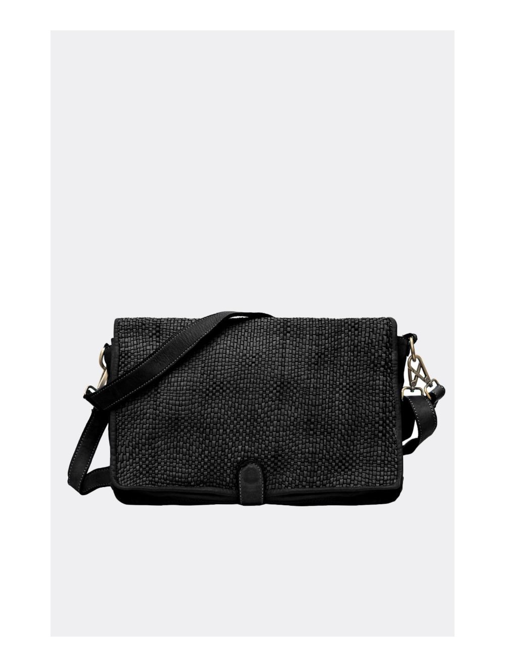 Tom&eva Sac Besace Porté Croisé Et épaule En Cuir Vachette Tressé IRINA 4115-Noir