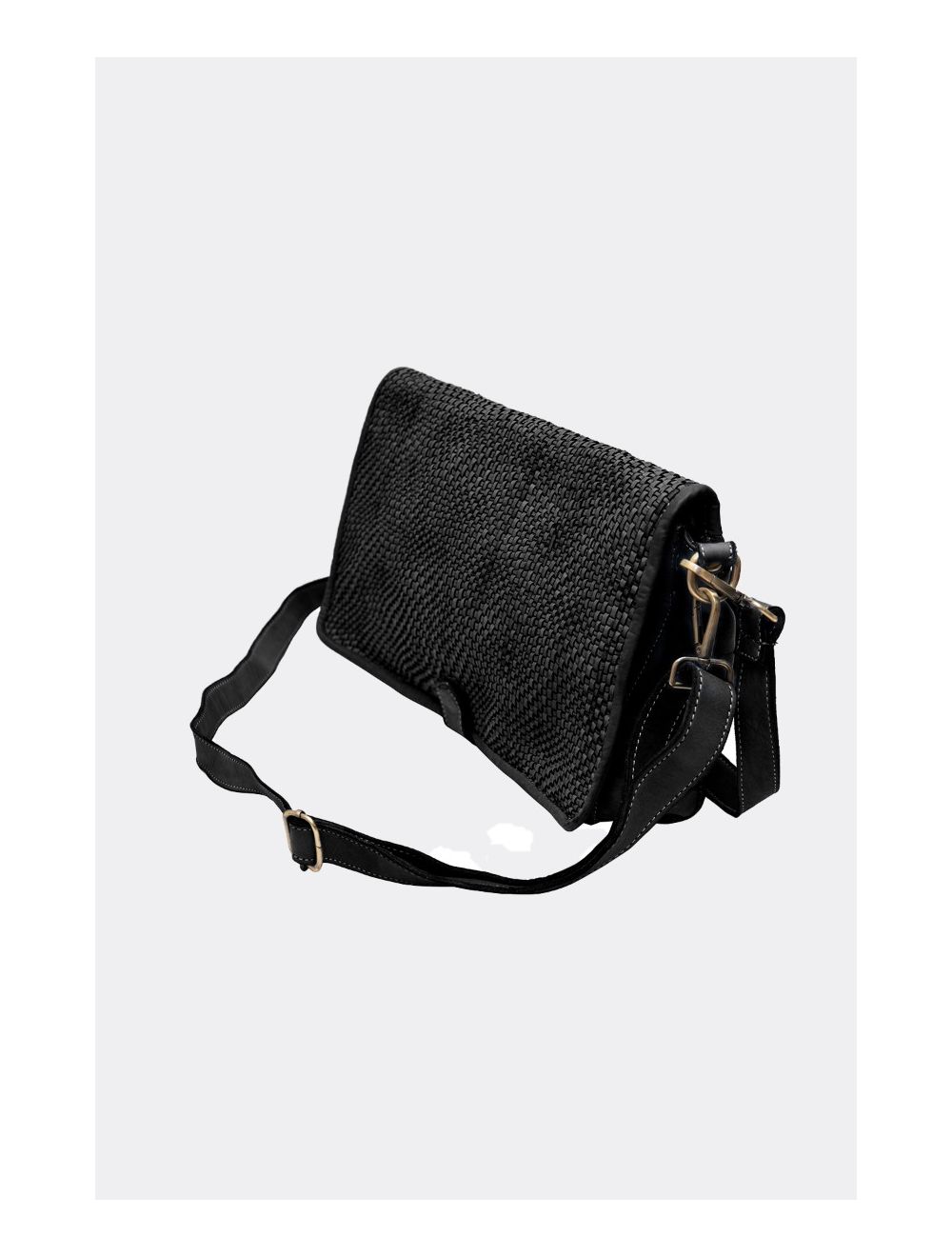 Tom&eva Sac Besace Porté Croisé Et épaule En Cuir Vachette Tressé IRINA 4115-Noir