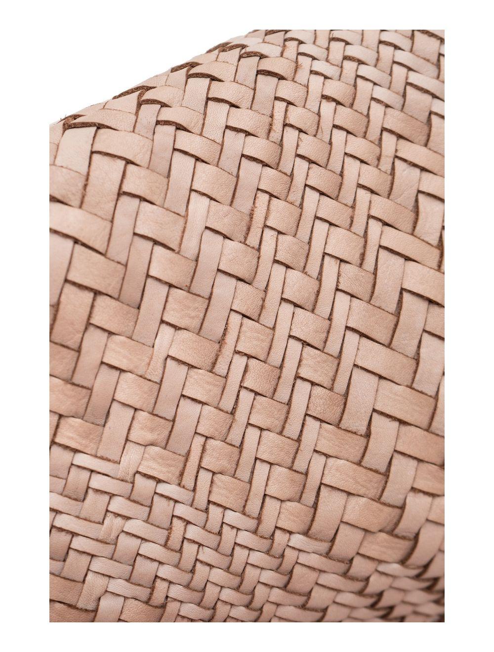 Tom&eva Sac Besace Porté Croisé Et épaule En Cuir Vachette Tressé MIRA 4114-Taupe