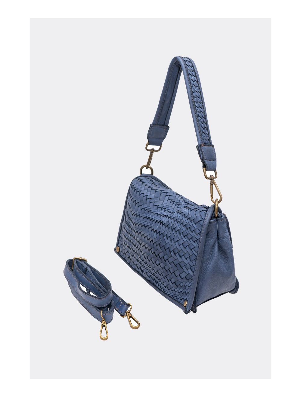 Tom&eva Sac Besace Porté Croisé Et épaule En Cuir Vachette Tressé MIRA 4114-Jean