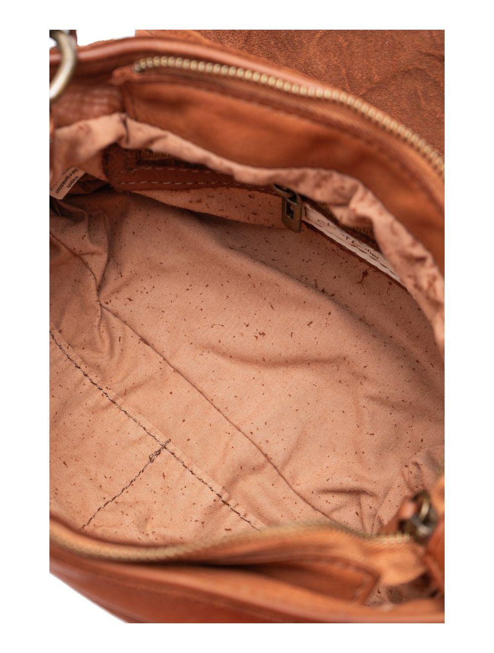 tom&eva Sac Besace Porté Croisé et épaule En Cuir Vachette Tressé MIRA 4114-Camel
