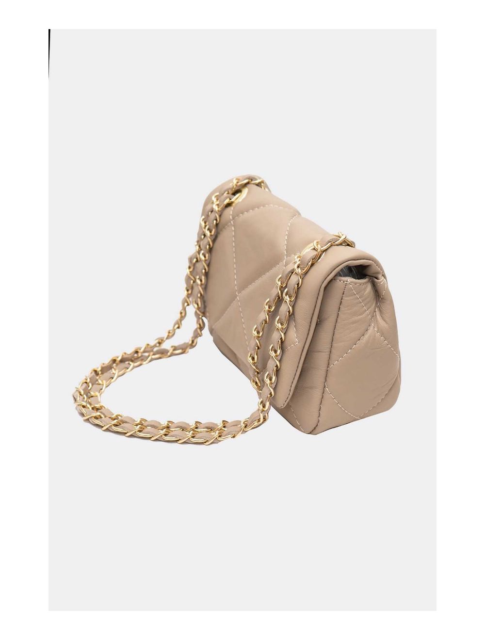 Tom&eva Sac Besace Porté Croisé Et Épaule Matelassé En Cuir Vachette NEILA 4099-Taupe