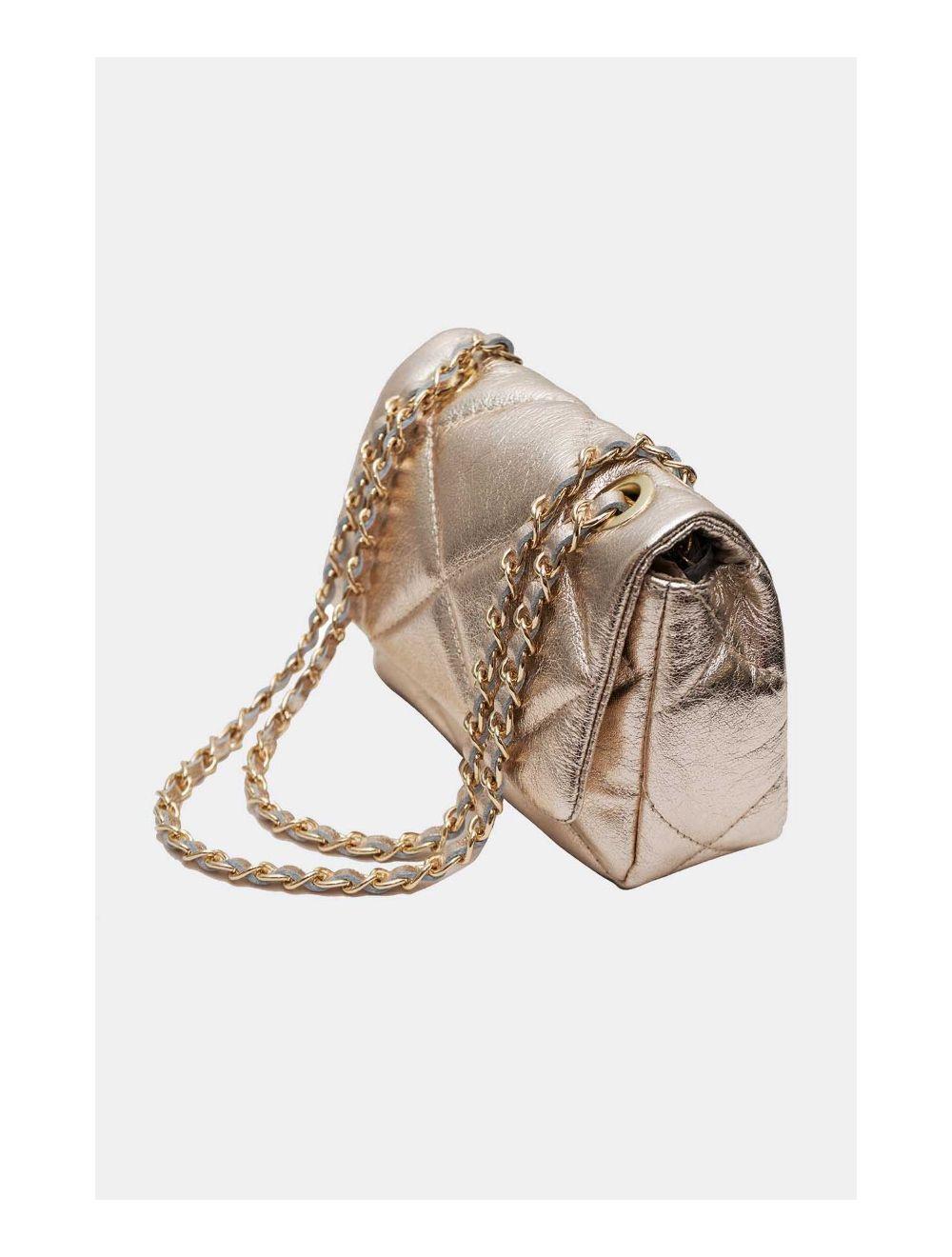 Tom&eva Sac Besace Porté Croisé Et Épaule Matelassé En Cuir Vachette NEILA 4099-Etain