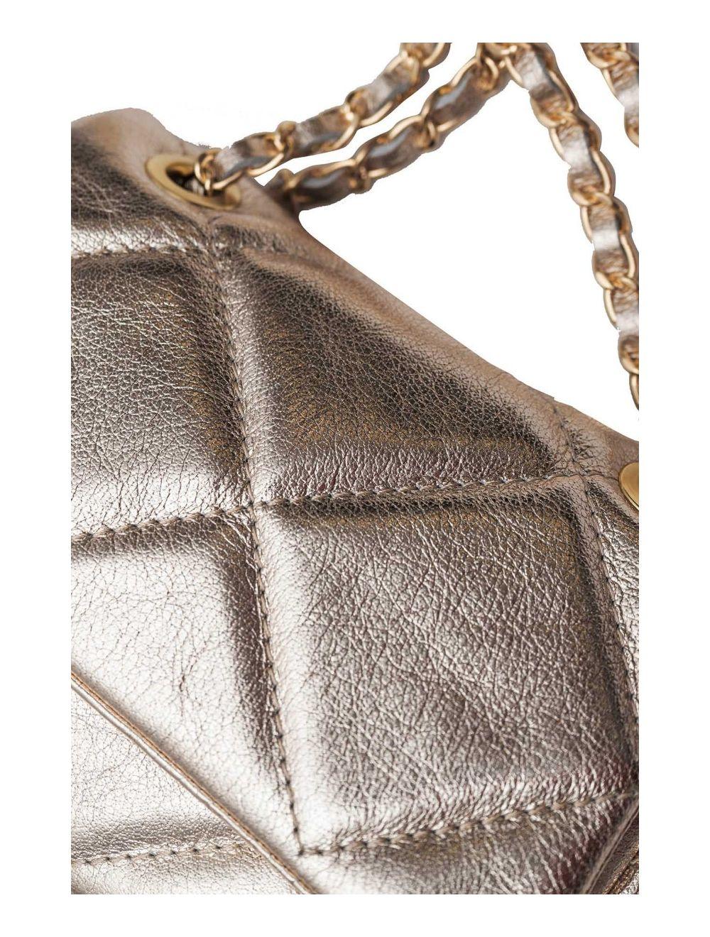 Tom&eva Sac Besace Porté Croisé Et Épaule Matelassé En Cuir Vachette NEILA 4099-Etain