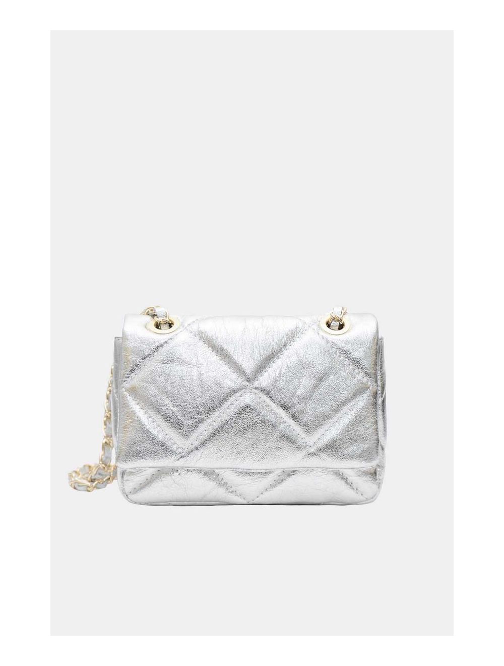 Tom&eva Sac Besace Porté Croisé Et Épaule Matelassé En Cuir Vachette NEILA 4099-Argen