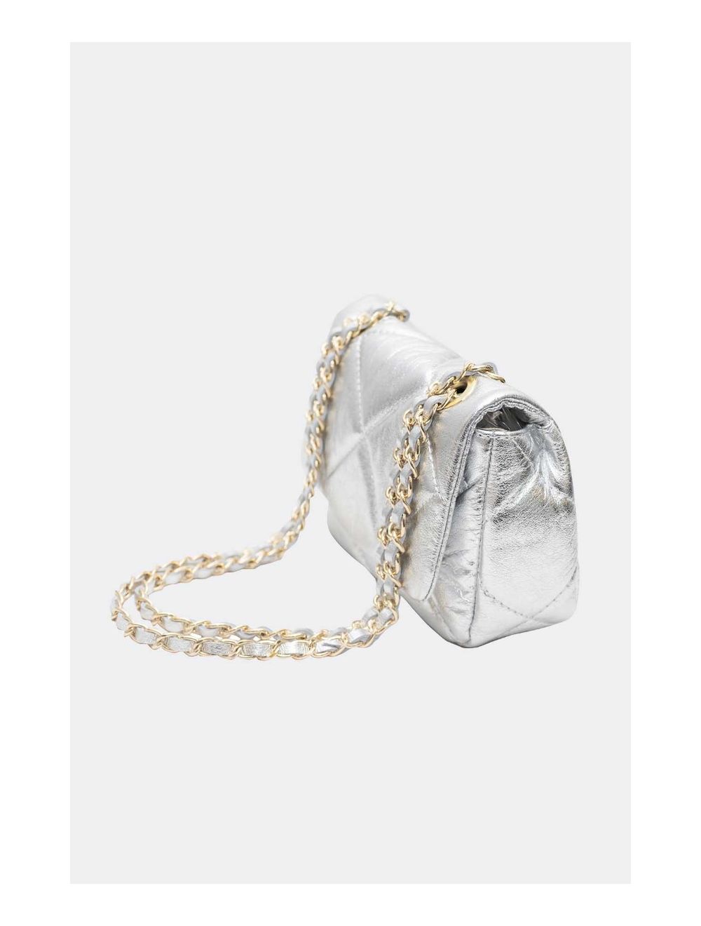 Tom&eva Sac Besace Porté Croisé Et Épaule Matelassé En Cuir Vachette NEILA 4099-Argen