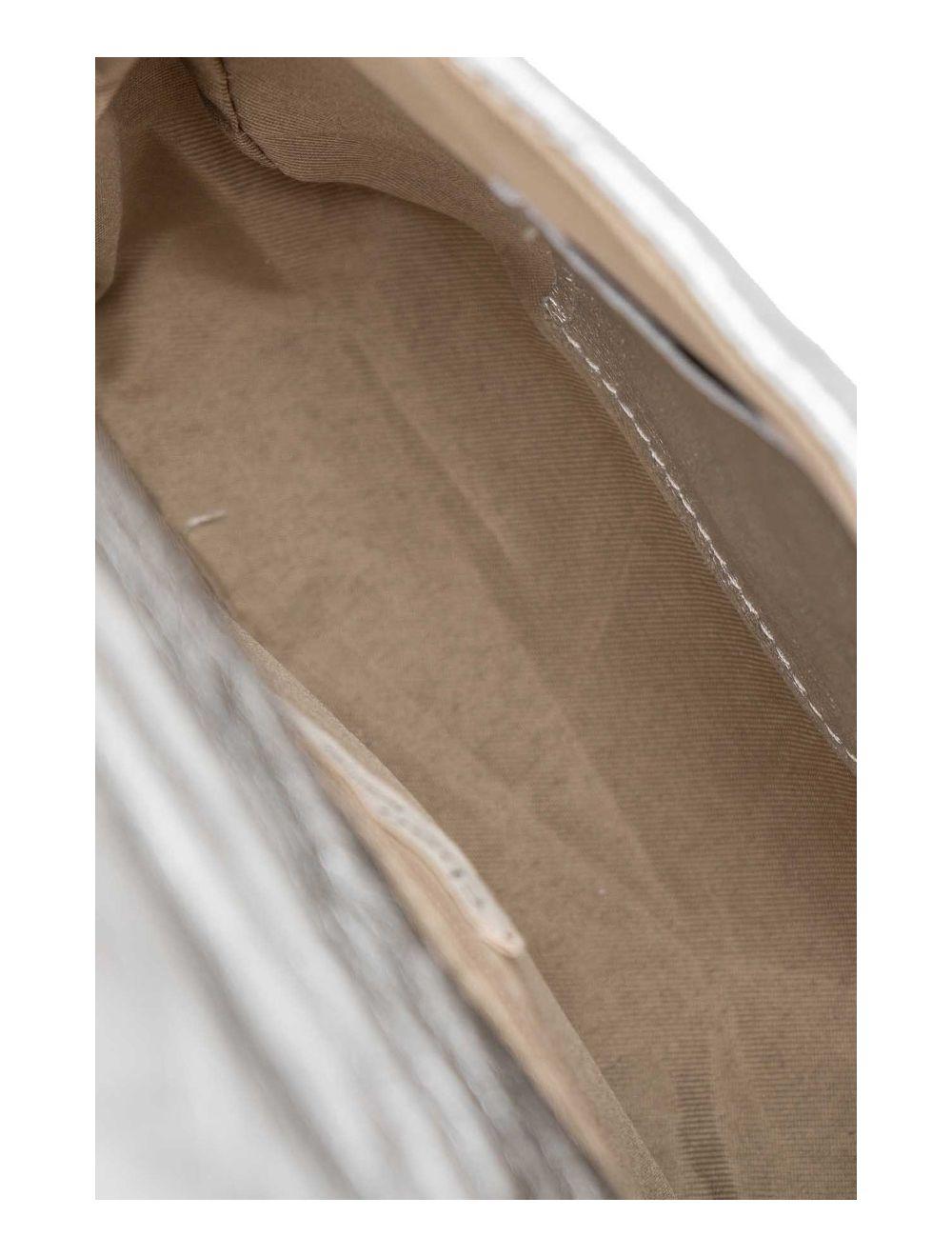 tom&eva Sac Besace Porté Croisé et Épaule Matelassé En Cuir Vachette NEILA 4099-Argen