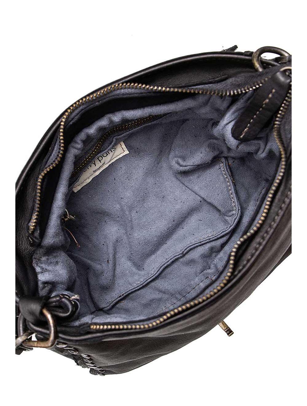 Tom&eva Sac Besaces En Cuir De Vachette Style Vintage-EMNA 4051-NOIR