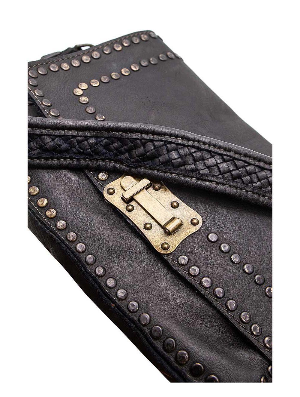 Tom&eva Sac Besaces En Cuir De Vachette Style Vintage-EMNA 4051-NOIR