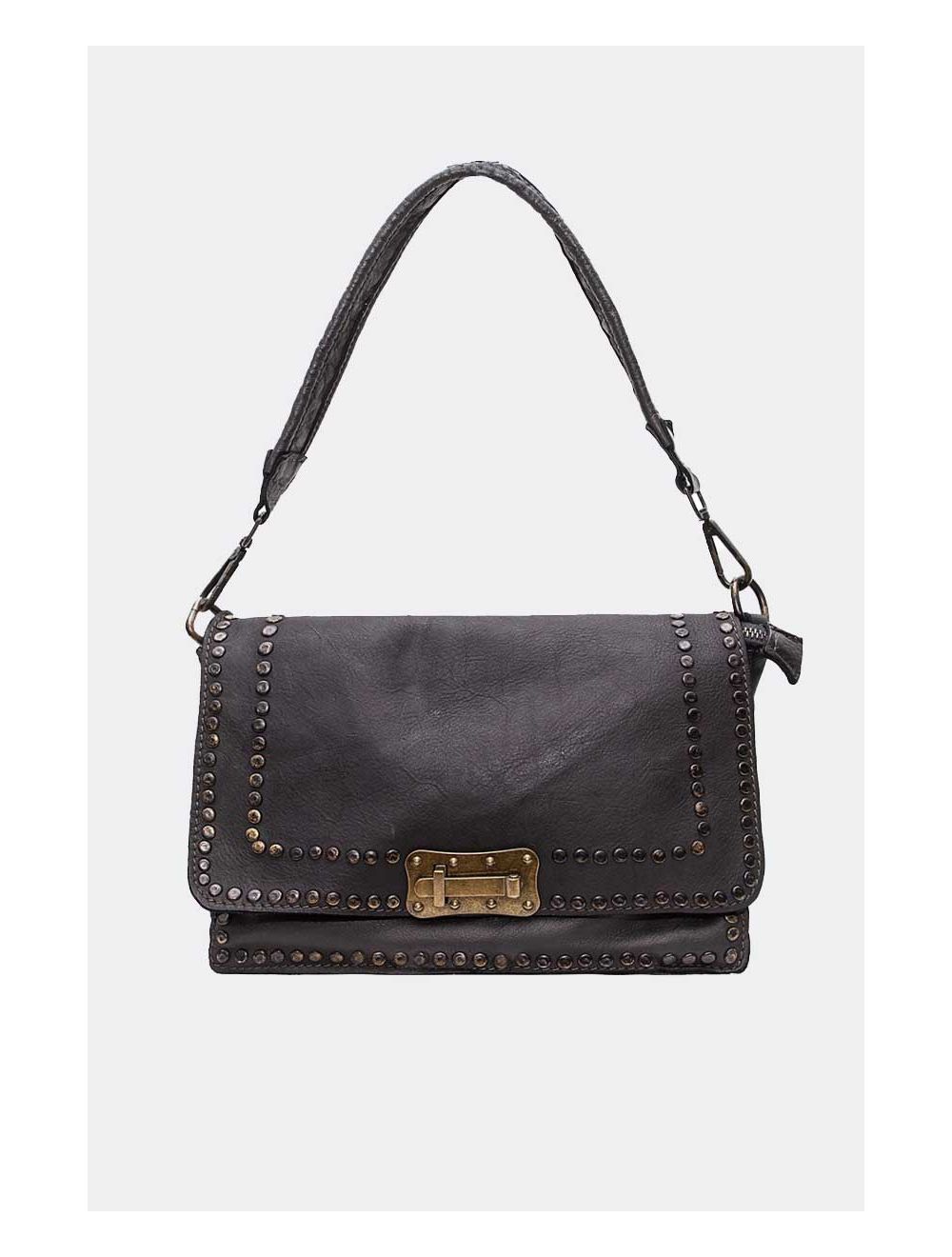 tom&eva Sac Besaces En Cuir De Vachette Style Vintage-EMNA 4051-NOIR