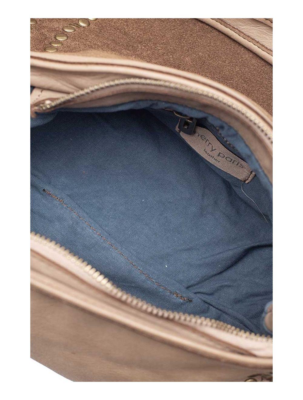 tom&eva Sac Besaces En Cuir De Vachette Style Vintage-EMNA 4051-taupe