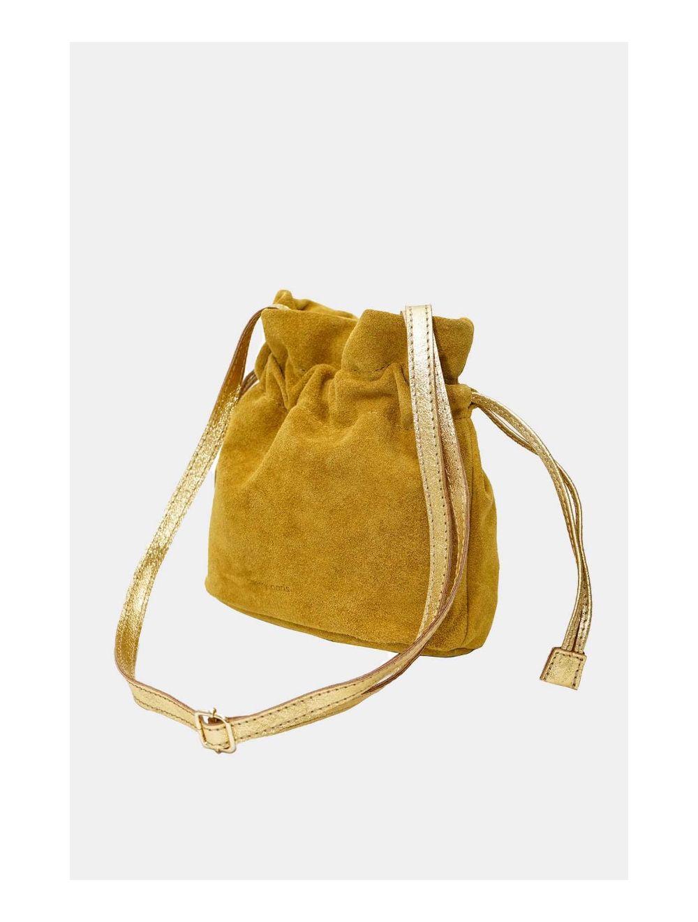 Tom&eva Sac Bourse En Croûte Cuir Vachette Suède-LYA 4102-Ocre