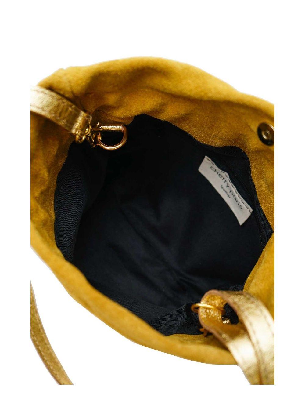 tom&eva Sac Bourse en Croûte Cuir Vachette Suède-LYA 4102-Ocre