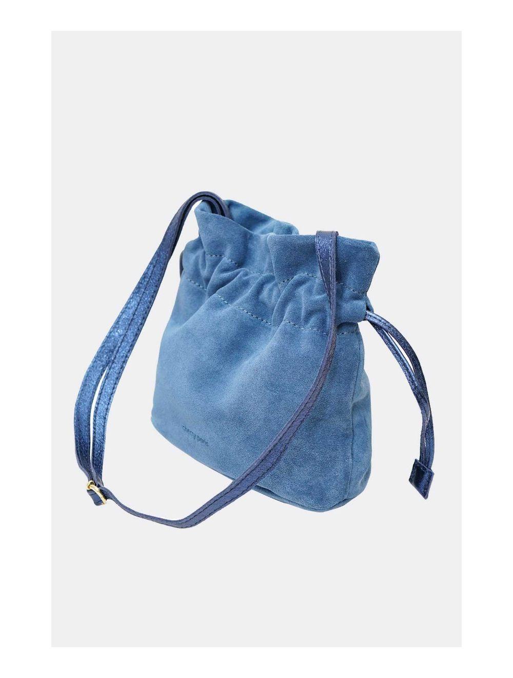 Tom&eva Sac Bourse En Croûte Cuir Vachette Suède-LYA 4102-Bleu