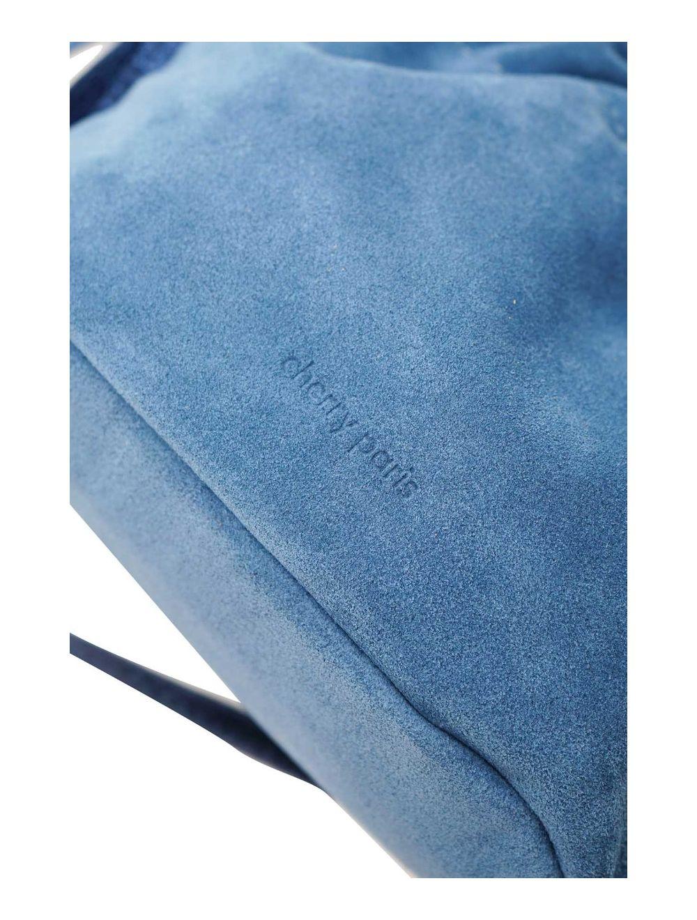 Tom&eva Sac Bourse En Croûte Cuir Vachette Suède-LYA 4102-Bleu