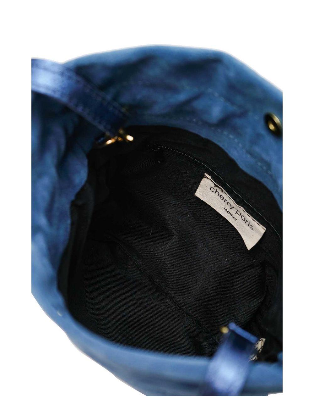 tom&eva Sac Bourse en Croûte Cuir Vachette Suède-LYA 4102-Bleu