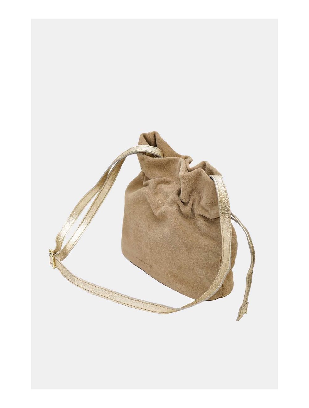 Tom&eva Sac Bourse En Croûte Cuir Vachette Suède-LYA 4102-Beige