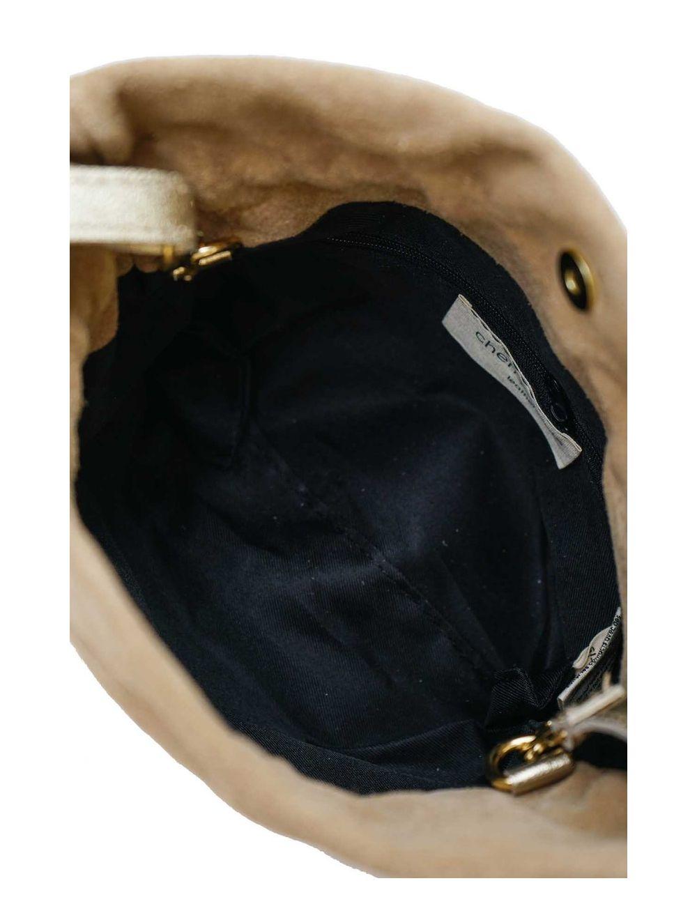 tom&eva Sac Bourse en Croûte Cuir Vachette Suède-LYA 4102-Beige