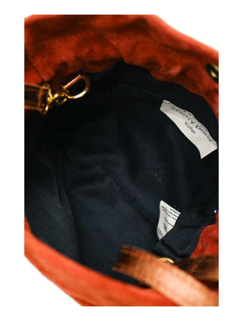 tom&eva Sac Bourse en Croûte Cuir Vachette Suède-LYA 4102-Rouille