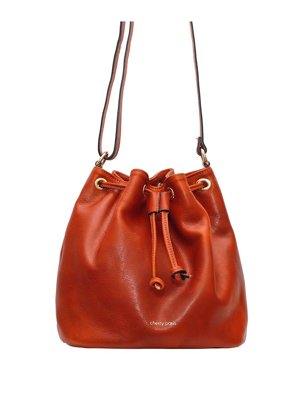 tom&eva Sac bourse en cuir de vachette collet-LINDA 4009-Camel