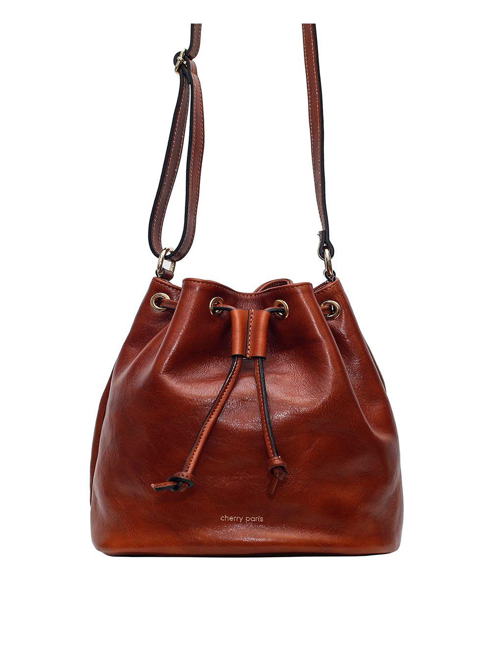 tom&eva Sac bourse en cuir de vachette collet-LINDA 4009-Marron