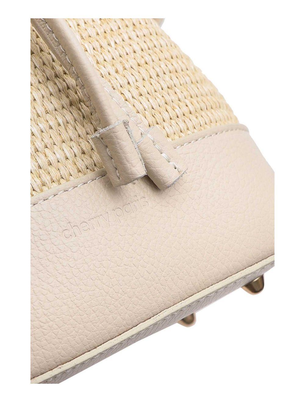 tom&eva Sac Bourse En Cuir de Vachette Grainé et En Raphia 4170 CINTHYA RAPHIA-Beige