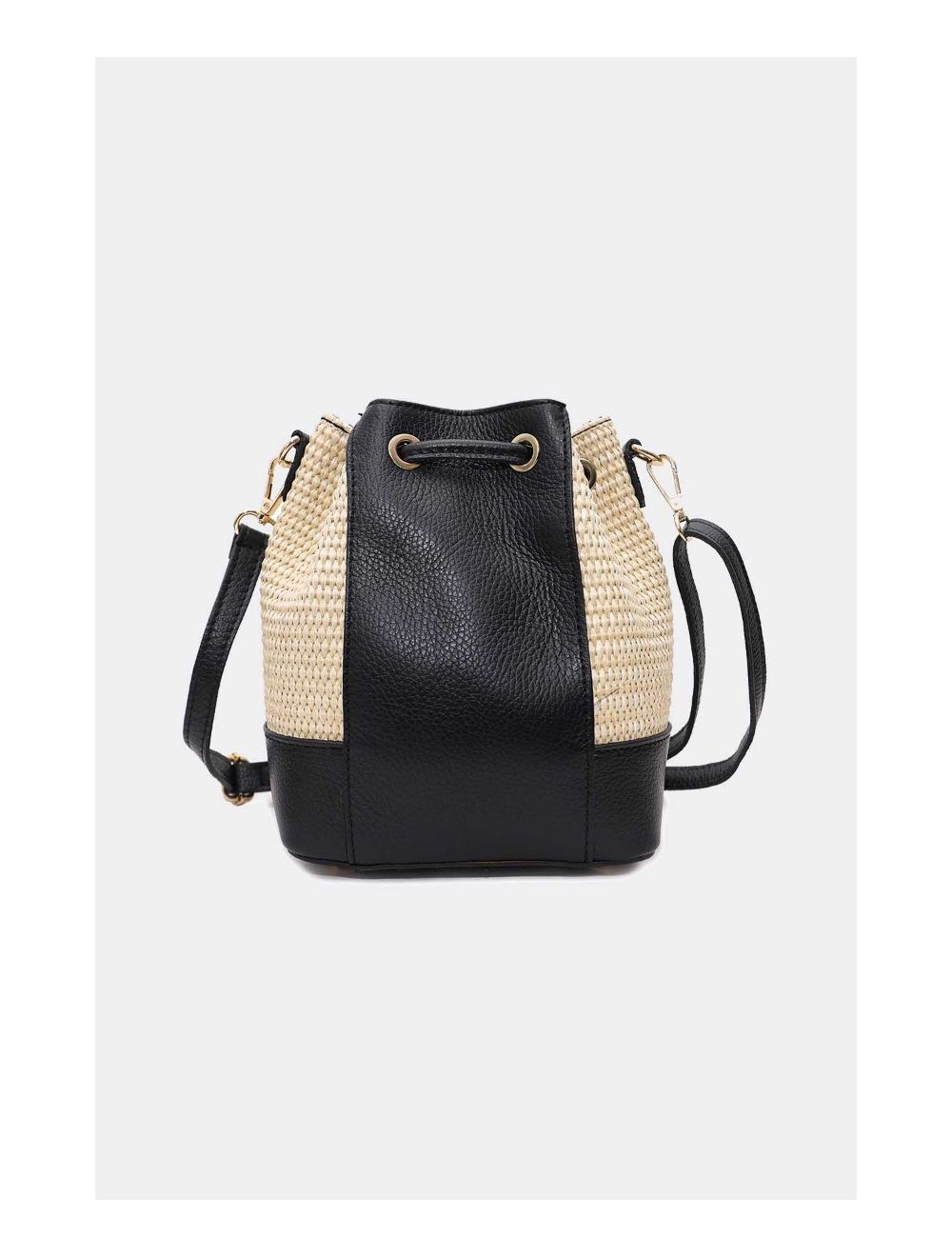 Tom&eva Sac Bourse En Cuir De Vachette Grainé Et En Raphia 4170 CINTHYA RAPHIA-Noir