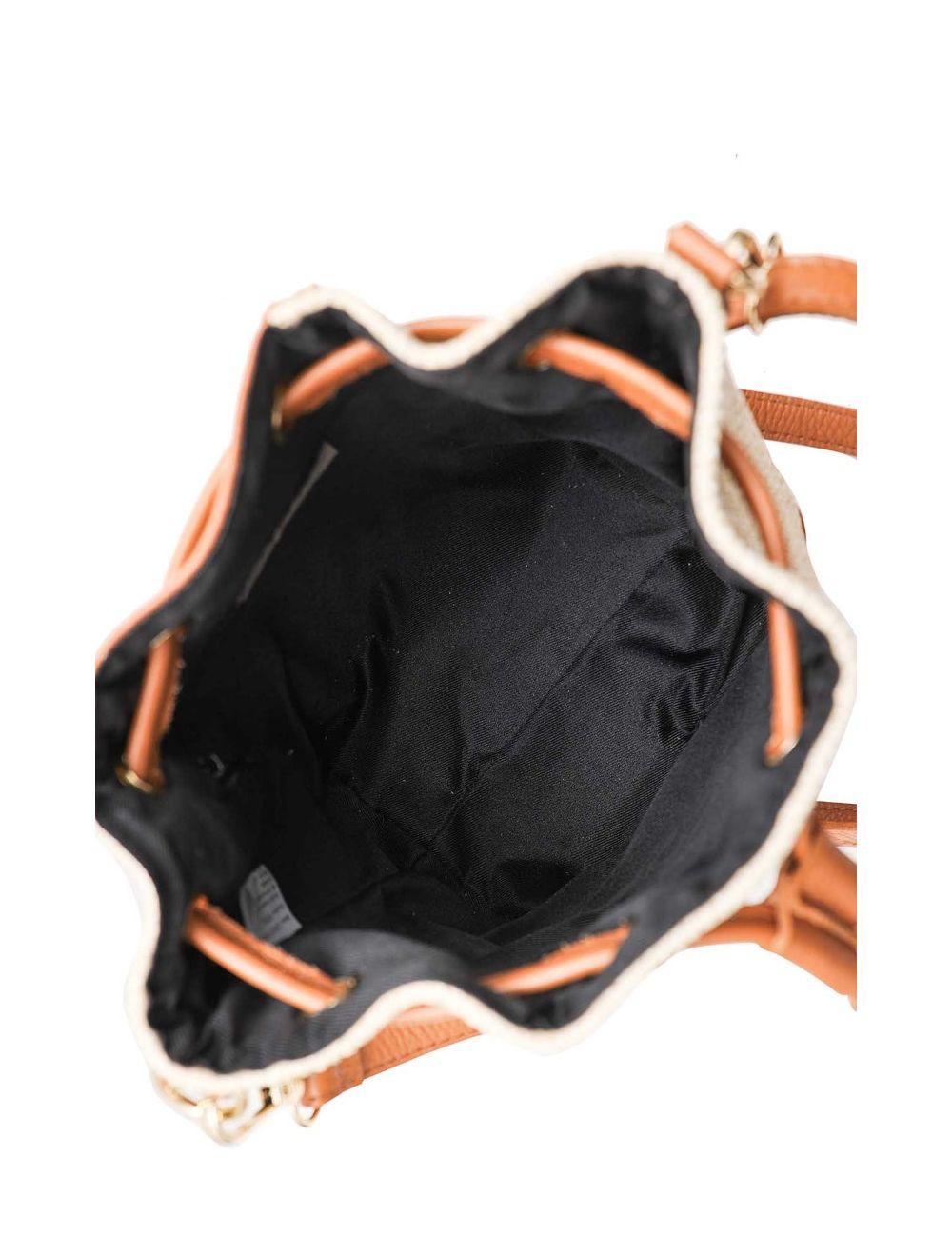 tom&eva Sac Bourse En Cuir de Vachette Grainé et En Raphia 4170 CINTHYA RAPHIA-Cognac