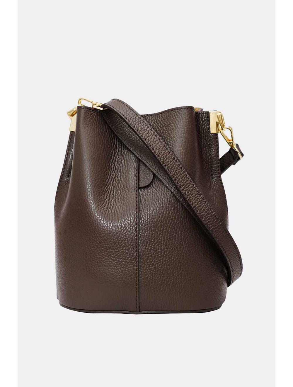 Tom&eva Sac Bourse En Cuir De Vachette Grainée LILWENN 4090-Chocolat
