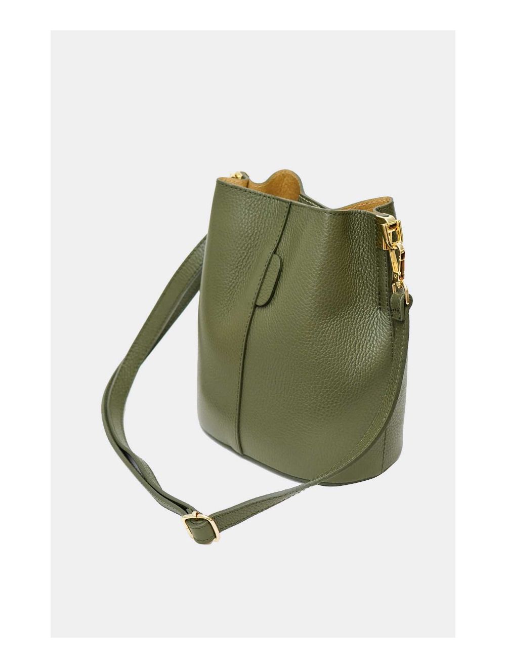 Tom&eva Sac Bourse En Cuir De Vachette Grainée LILWENN 4090-Kaki