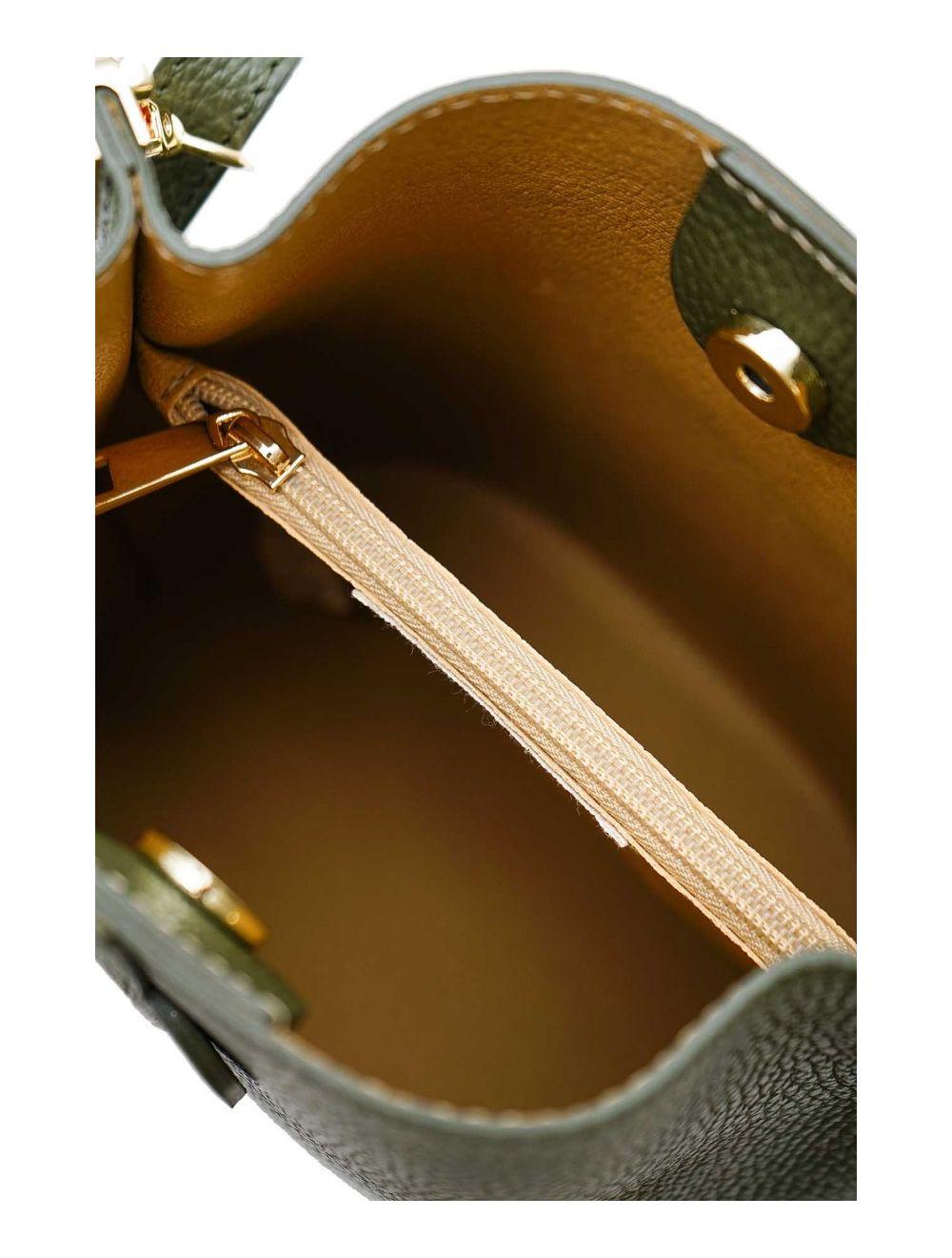 tom&eva Sac Bourse en Cuir De Vachette Grainée LILWENN 4090-Kaki