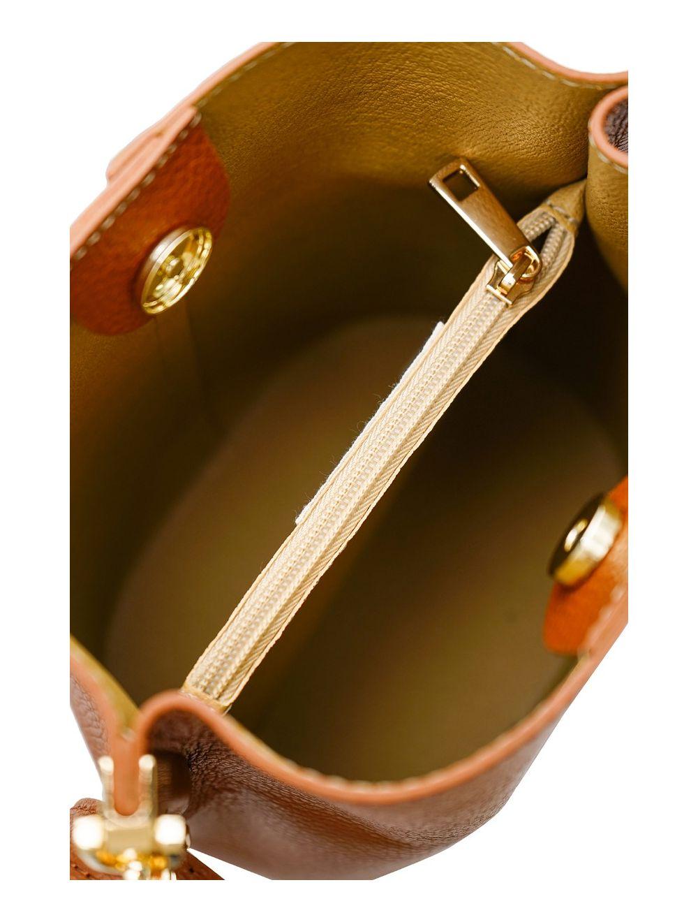 tom&eva Sac Bourse en Cuir De Vachette Grainée LILWENN 4090-Cognac