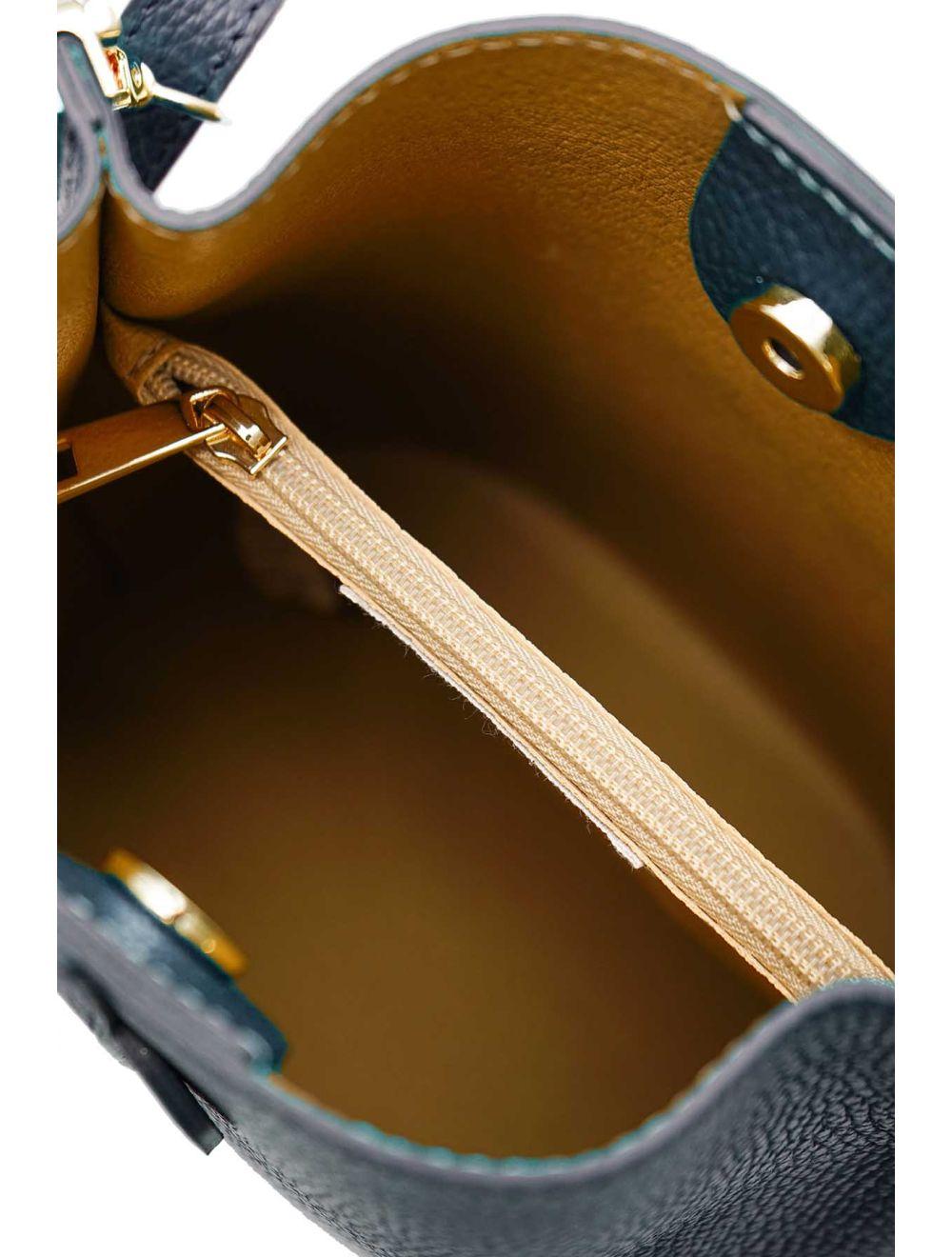 tom&eva Sac Bourse en Cuir De Vachette Grainée LILWENN 4090-Petrole