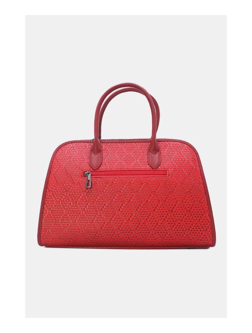 Tom&eva Sac Business Femme Multipoches Effet Paille-24B-6119-Purple/Burgundy