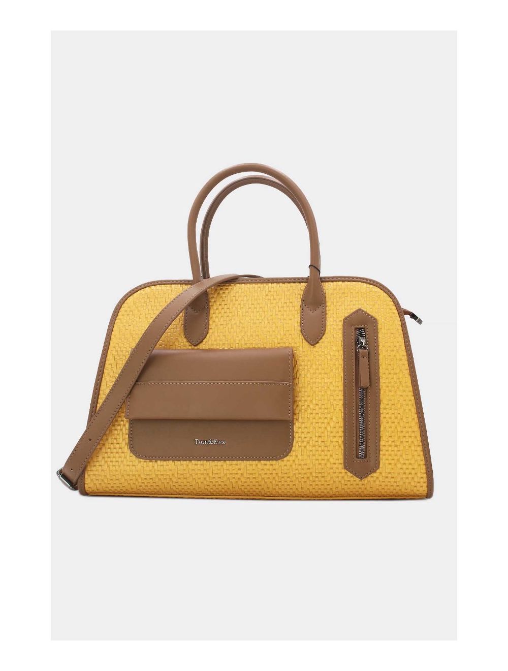 Tom&eva Sac Business Femme Multipoches Effet Paille-24B-6119-Yellow/Soil