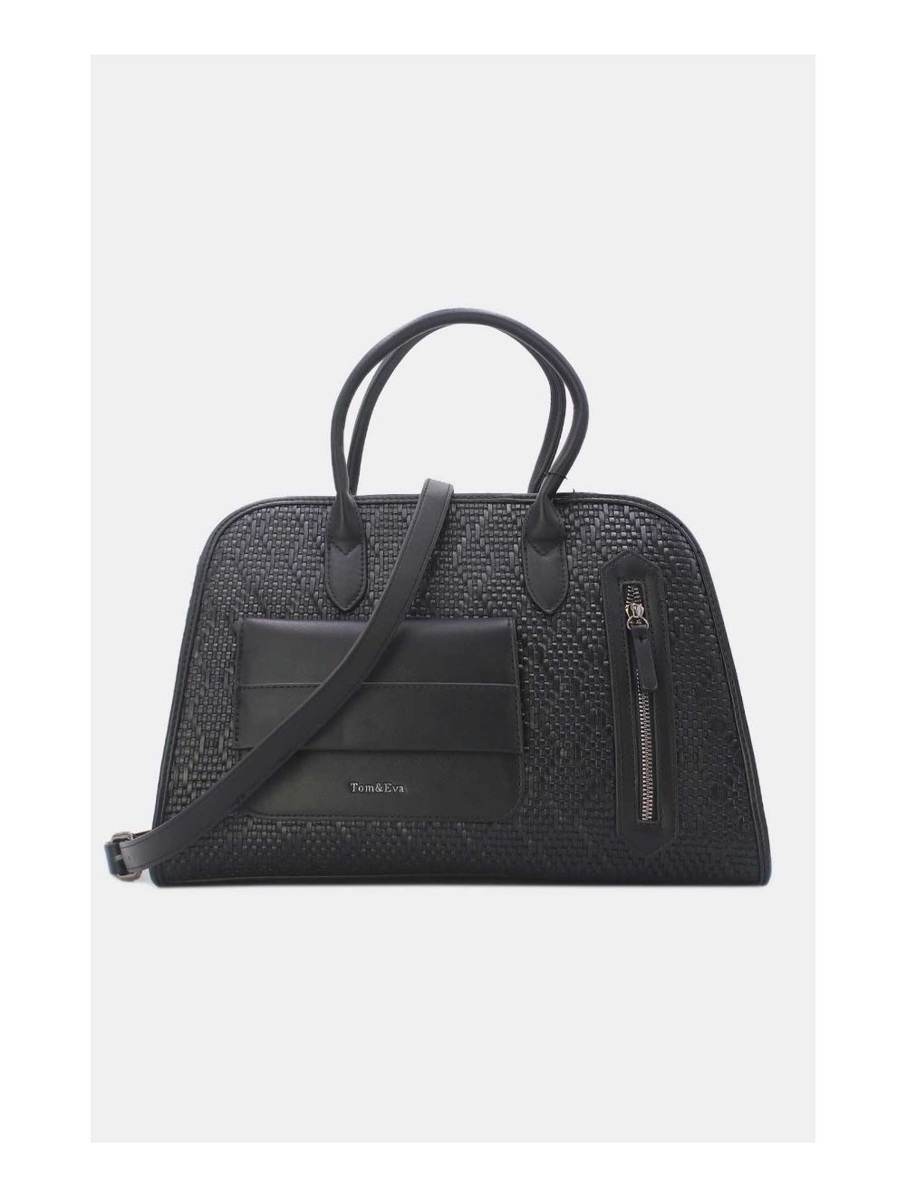 Tom&eva Sac Business Femme Multipoches Effet Paille-24B-6119-Noir