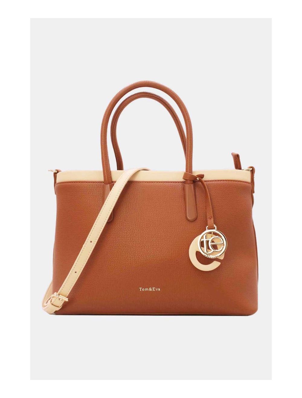 Tom&eva Sac Cabas Bicolore Avec Pendentif 23B-5827-Brown/Apricot