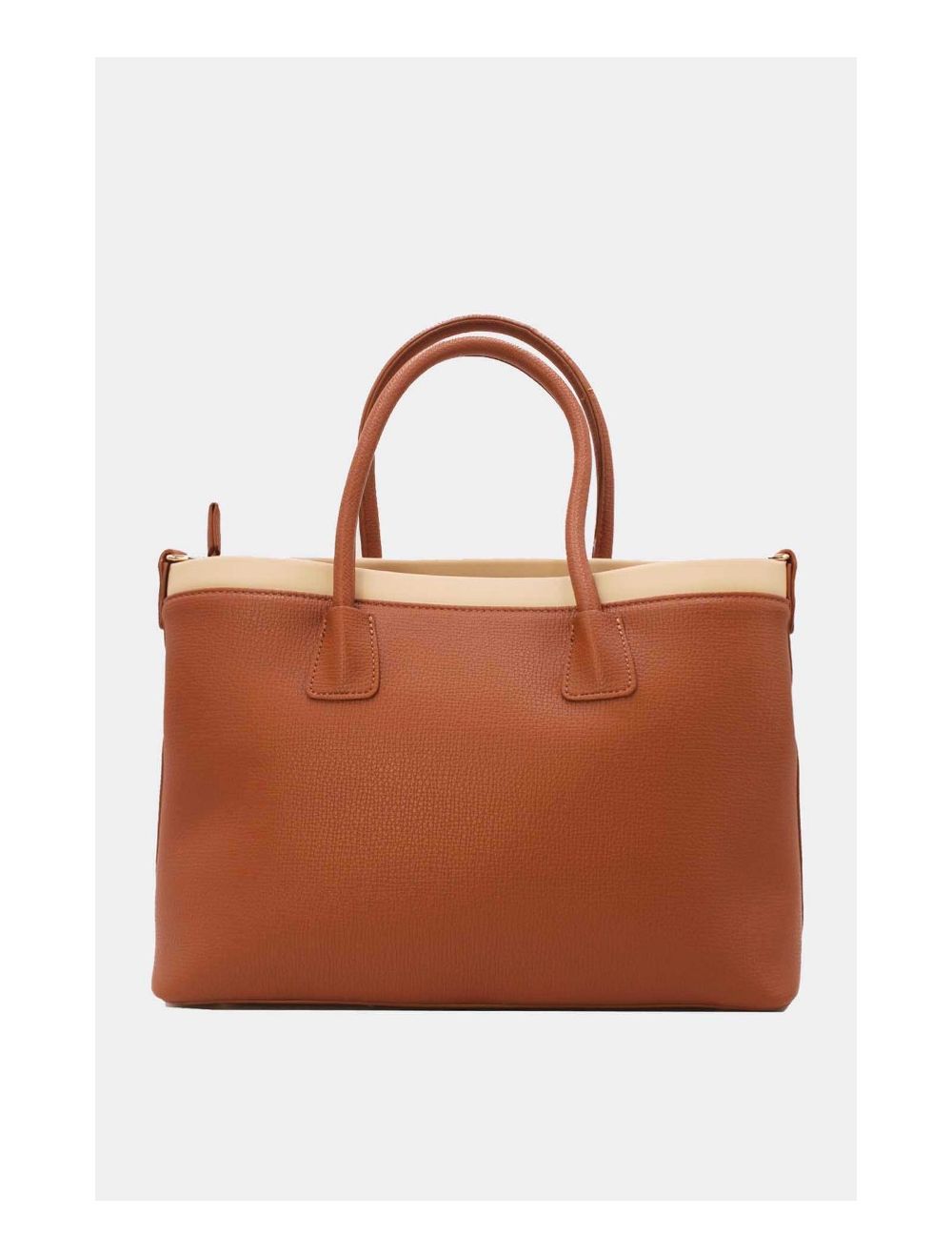 Tom&eva Sac Cabas Bicolore Avec Pendentif 23B-5827-Brown/Apricot