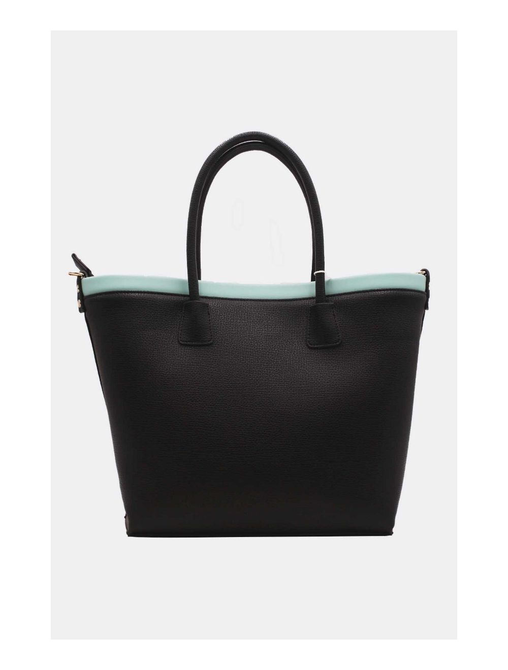 Tom&eva Sac Cabas Bicolore Effet Cuir Grainé 23B-5828-Black/SkyBlue