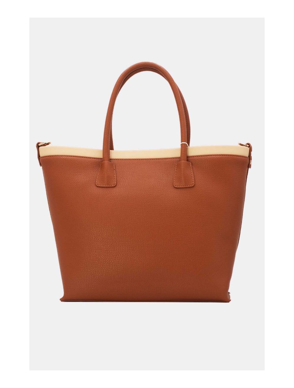Tom&eva Sac Cabas Bicolore Effet Cuir Grainé 23B-5828-Brown/Apricot