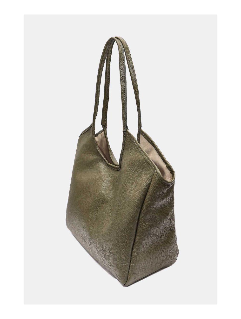 Tom&eva Sac Cabas Cuir De Vachette Grainé 4162 MICHELLE-Kaki