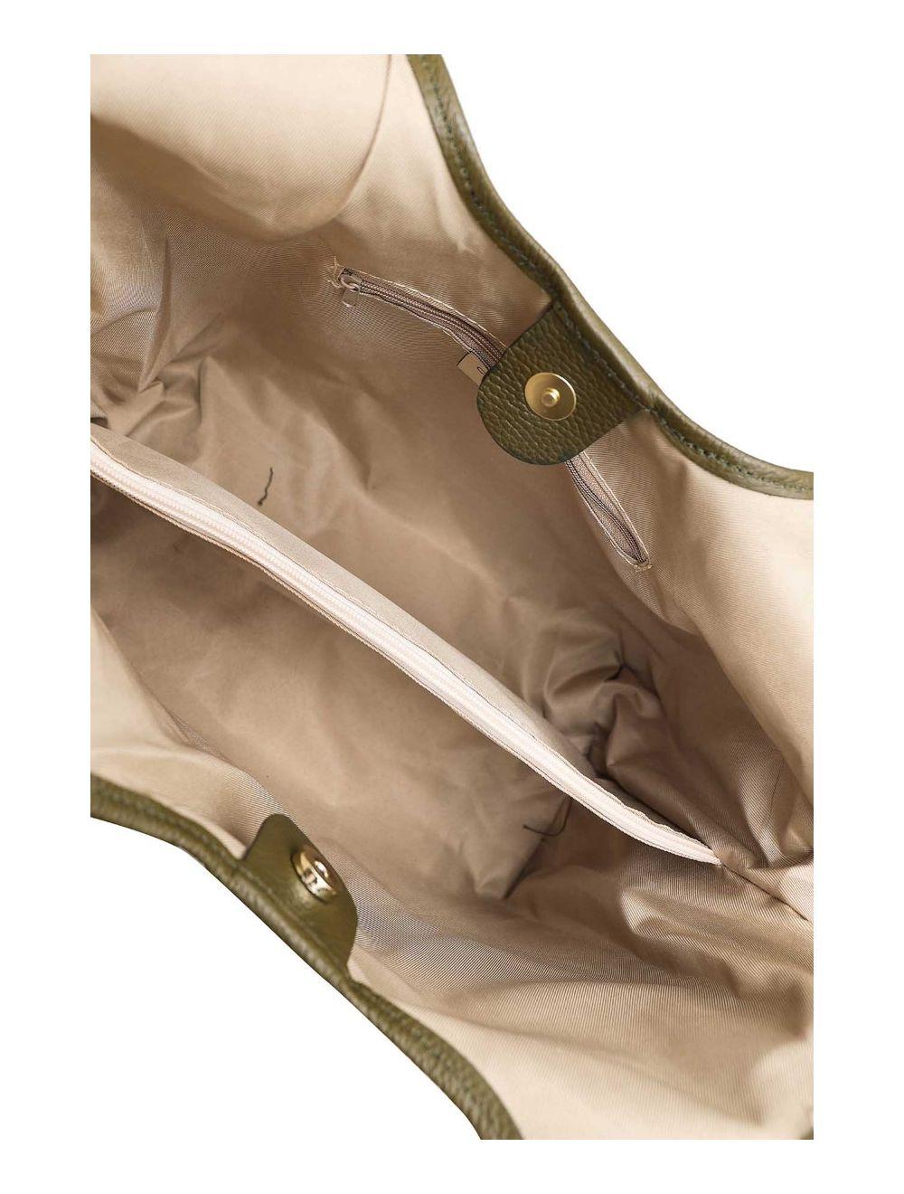 tom&eva Sac Cabas Cuir De Vachette Grainé 4162 MICHELLE-Kaki