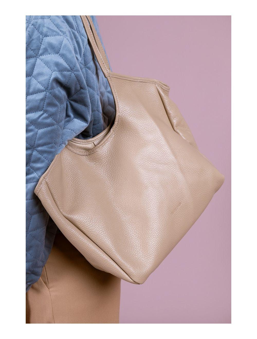 Tom&eva Sac Cabas Cuir De Vachette Grainé 4162 MICHELLE-Taupe