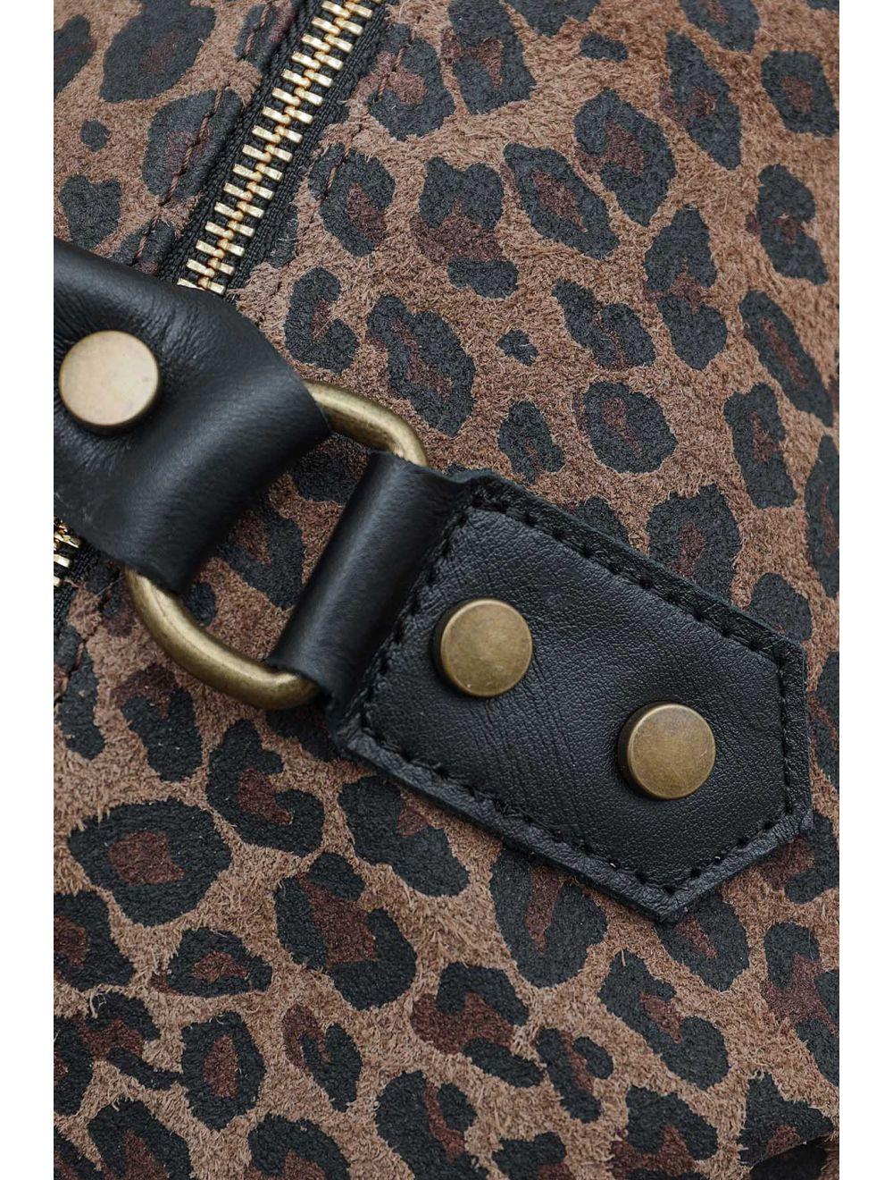 Tom&eva Sac Cabas En Croûte Cuir Vachette Suède Léopard 4149 CAMILA LEOPARD-MARRON