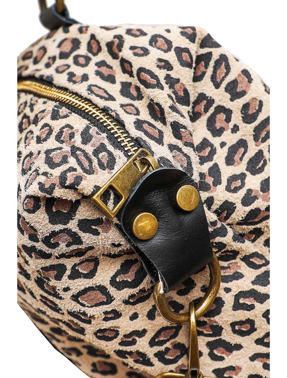 Tom&eva Sac Cabas En Croûte Cuir Vachette Suède Léopard 4149 CAMILA LEOPARD-TAUPE