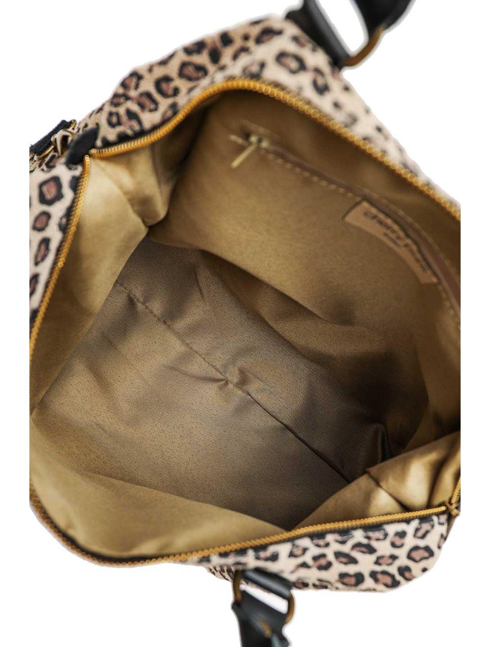 tom&eva Sac Cabas en Croûte Cuir Vachette Suède Léopard 4149 CAMILA LEOPARD-TAUPE